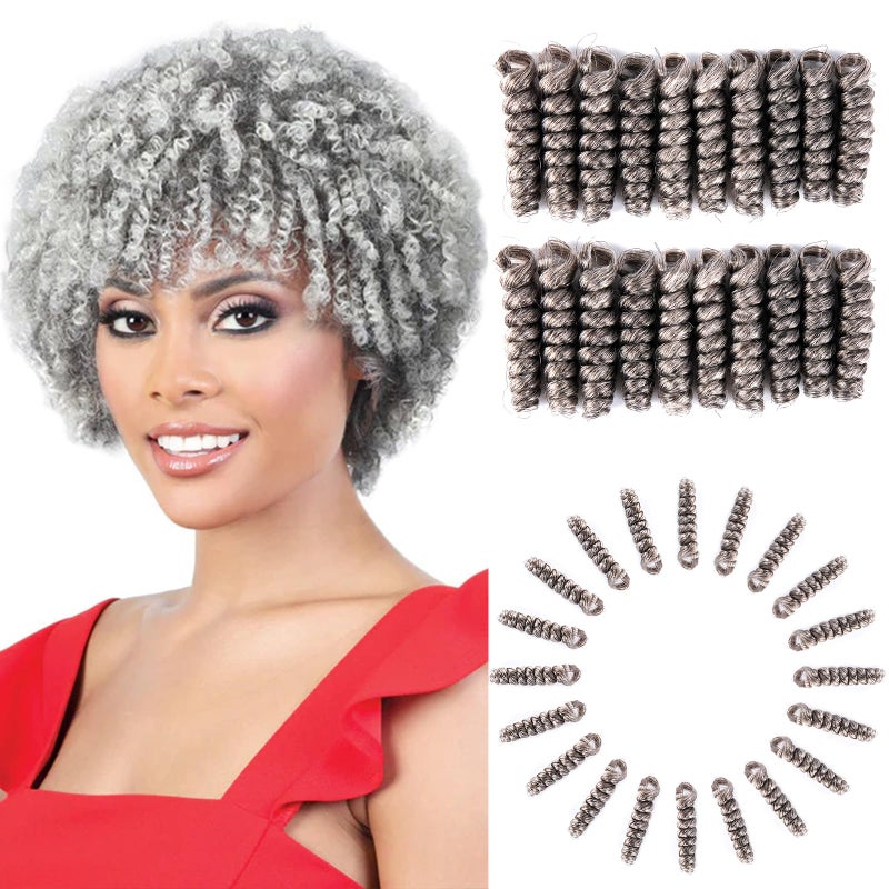 BECUS 3Packs 10inch Black Short Crochet Hair for Black Women Bouncy Crochet Braids Synthetic Braiding Hair Extensions Curl8mm Tapered CutBlack Mixed Gray M60